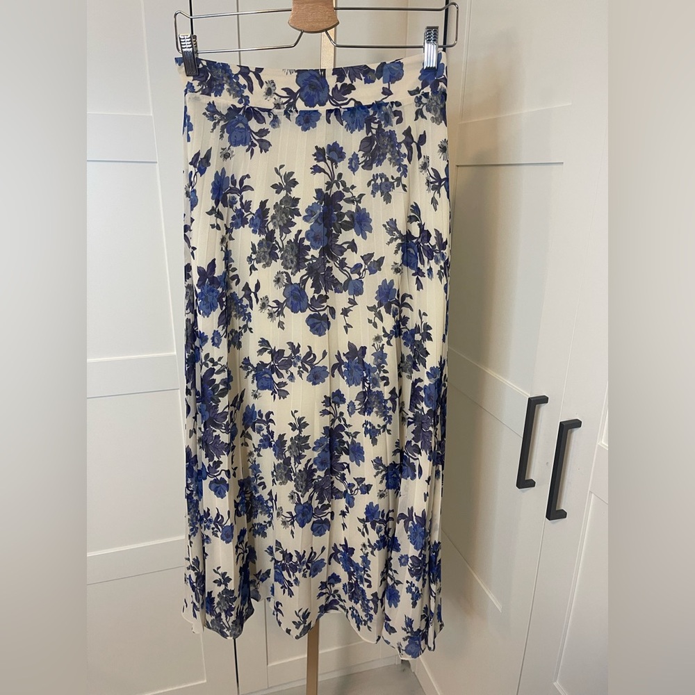 Sezane Blue Floral Midi Skirt Size EU 44 - Picture 6 of 10